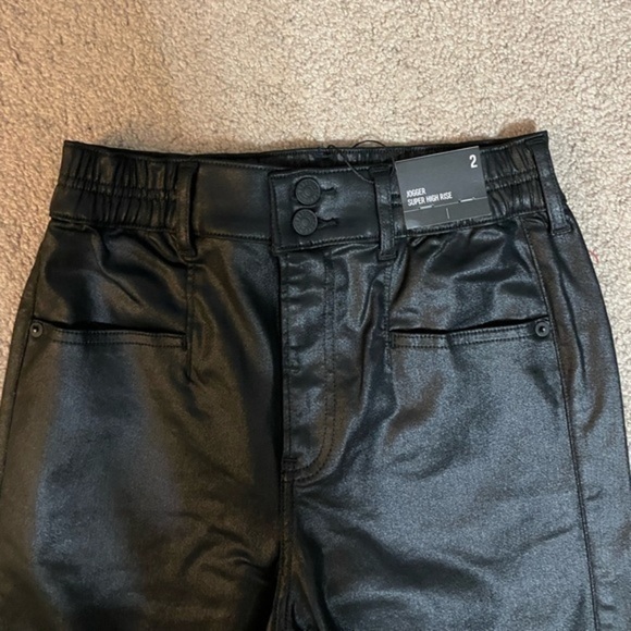 Express Black Jogger Vegan leather Super High Rise Size 2 - Picture 4 of 11